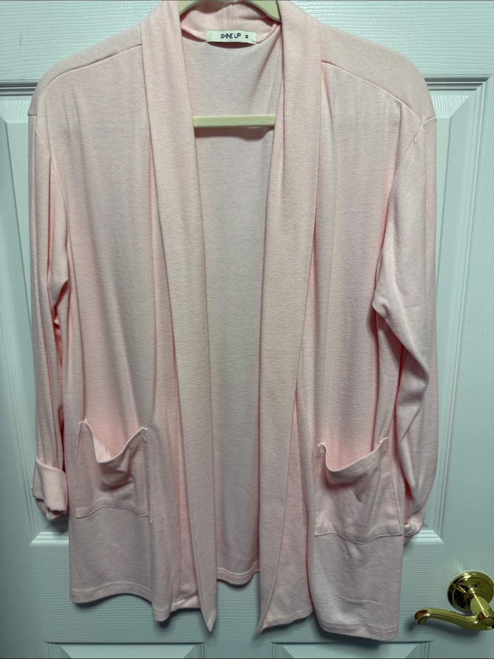 Amazon Light Pink Open Front Women's Cardigan